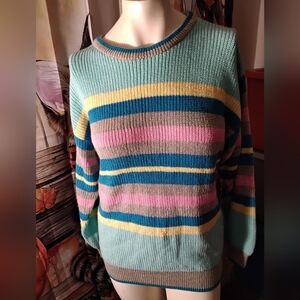 Vintage 1990's Adorence Women's Size Medium Colorful Cotton Pullover Sweater